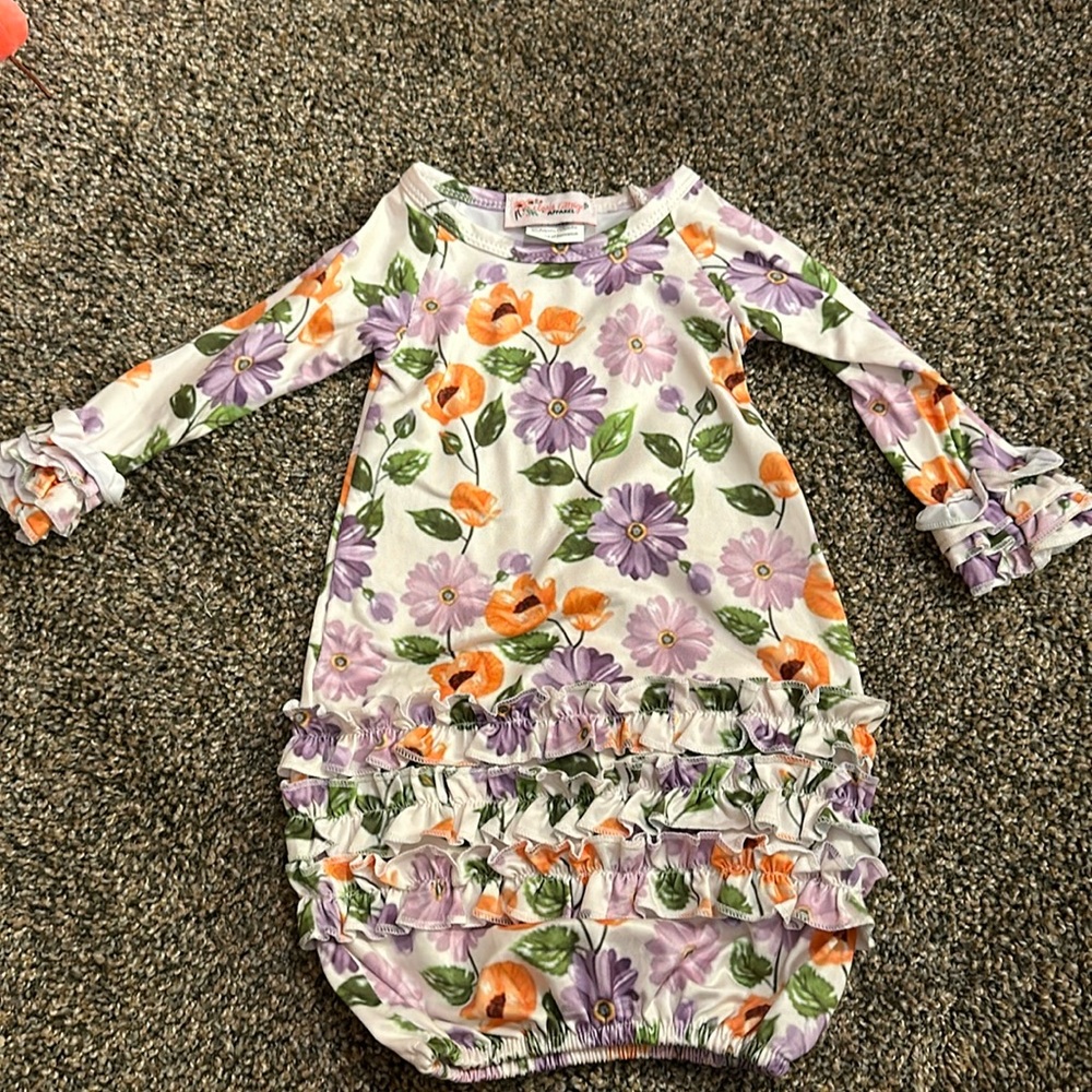 Clover cottage NB flower baby gown